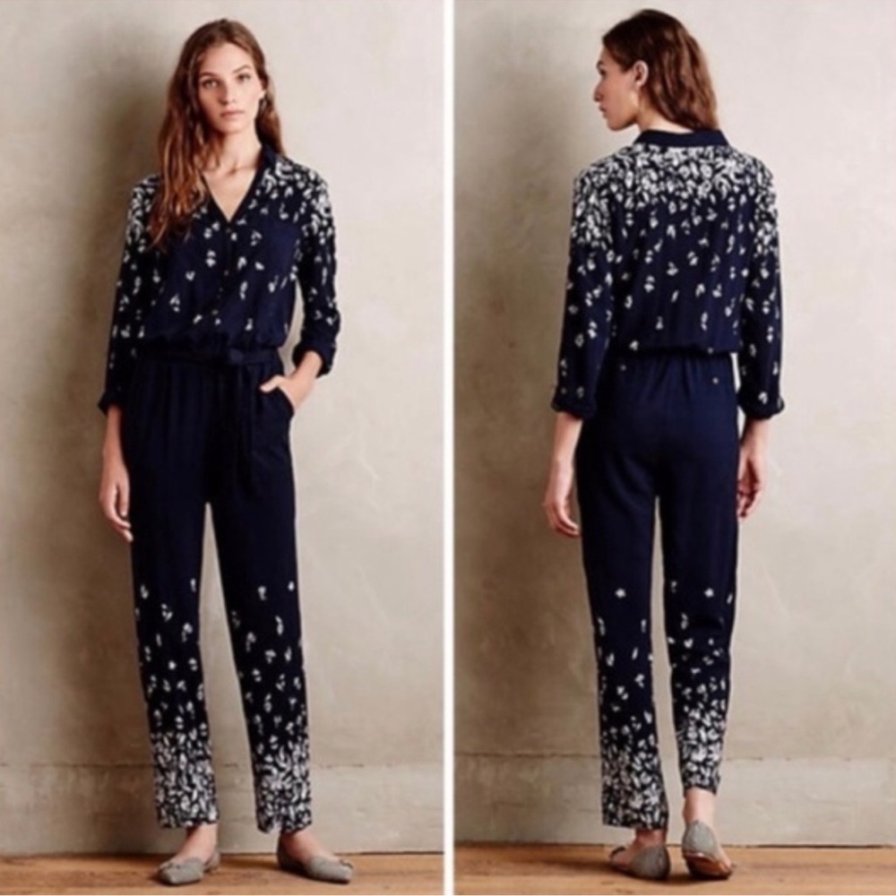 EUC S Anthropologie Lilka Lakeshore Jumpsuit in Navy Blue with Pockets!